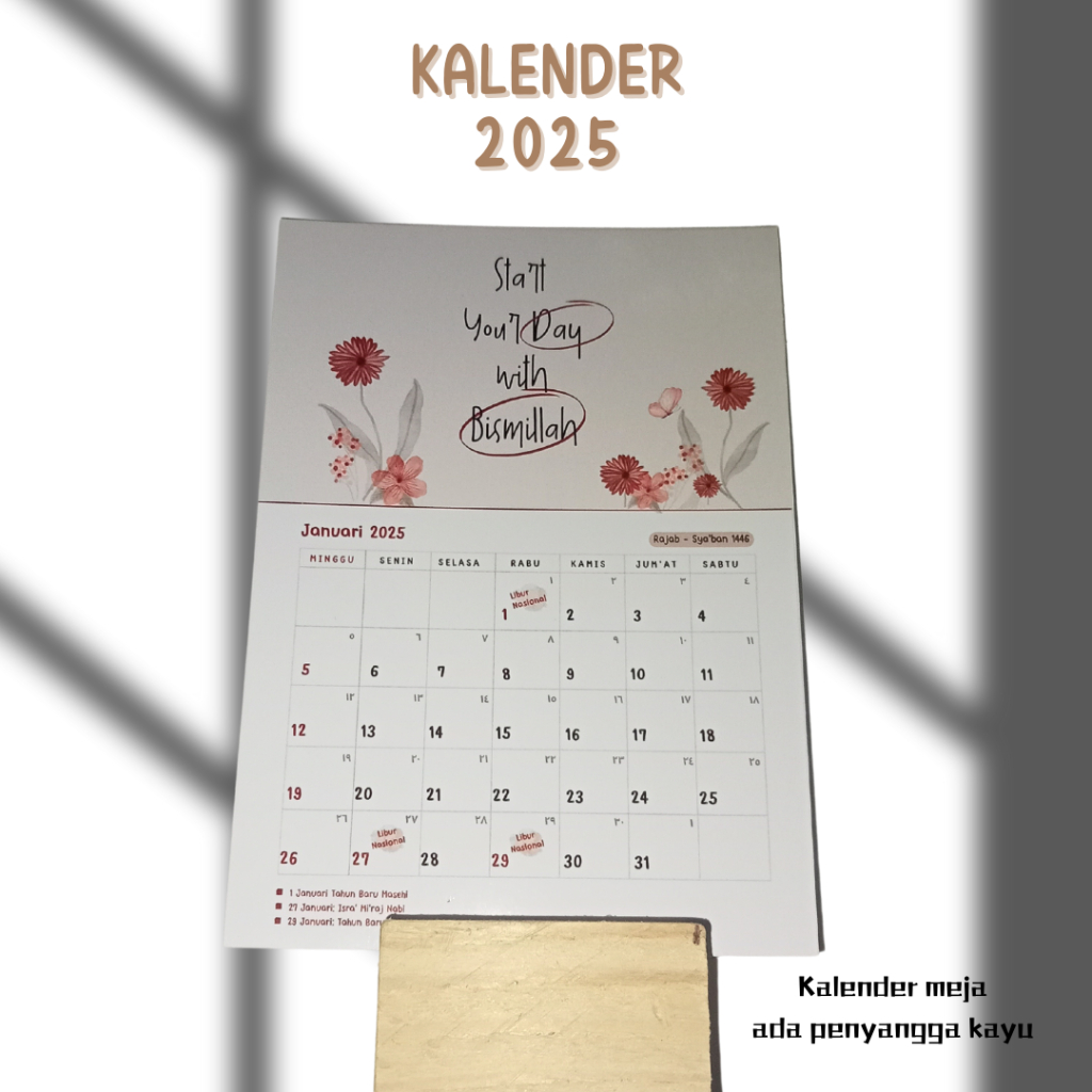 

Kalender Meja 2025 I Kalender 2025 dengan Bismillah I Kalender Meja Aesthetic