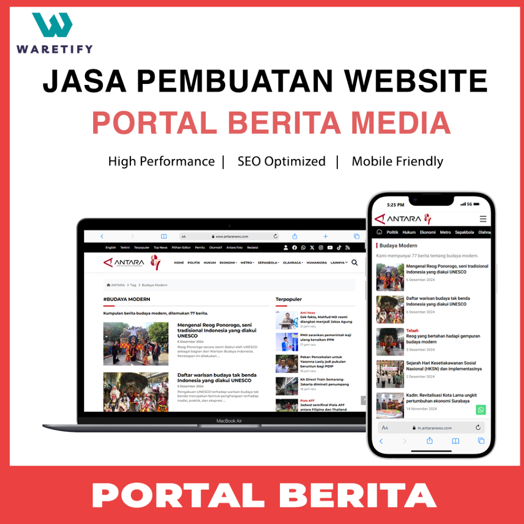 Jasa Pembuatan Website Portal Berita Media Profesional, Modern, Terjangkau, dan Terpercaya
