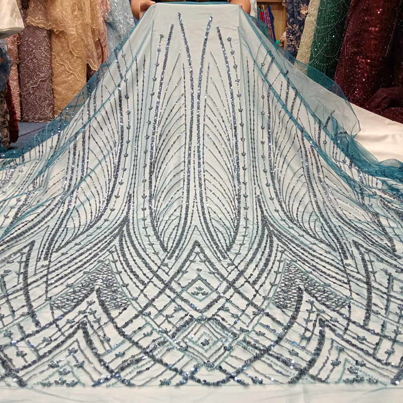 PROMO MURAH !! Kain Tulle Payet Elisap Premium | Bahan Kebaya Full Payet | New Desain | Brukat Mewah