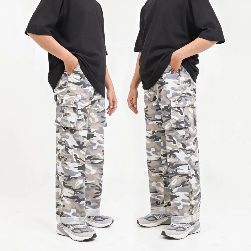 JV0L Celana Loreng Panjang Pria Cargo Baggy Pants Loreng Gombrong / Cargo Pants Loreng
