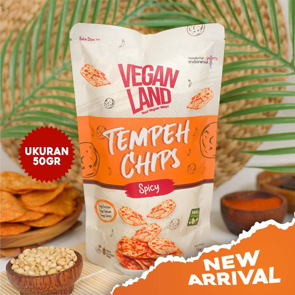 

[Vegan] Tempeh Chips Spicy | Keripik Tempe 50 Gram - Vegan Land