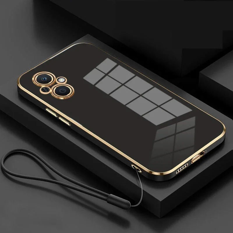 case plating Oppo Reno 7 4G/Reno 8 4G/ Reno 7z Case Luxury Plating Casing Silicone Free Tali Lanyard