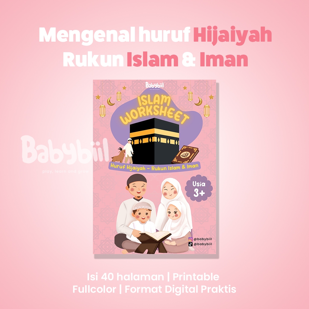 Islam Worksheet 40 halaman (Huruf Hijayiah, Rukun Islam & Iman) - Worksheet Printable