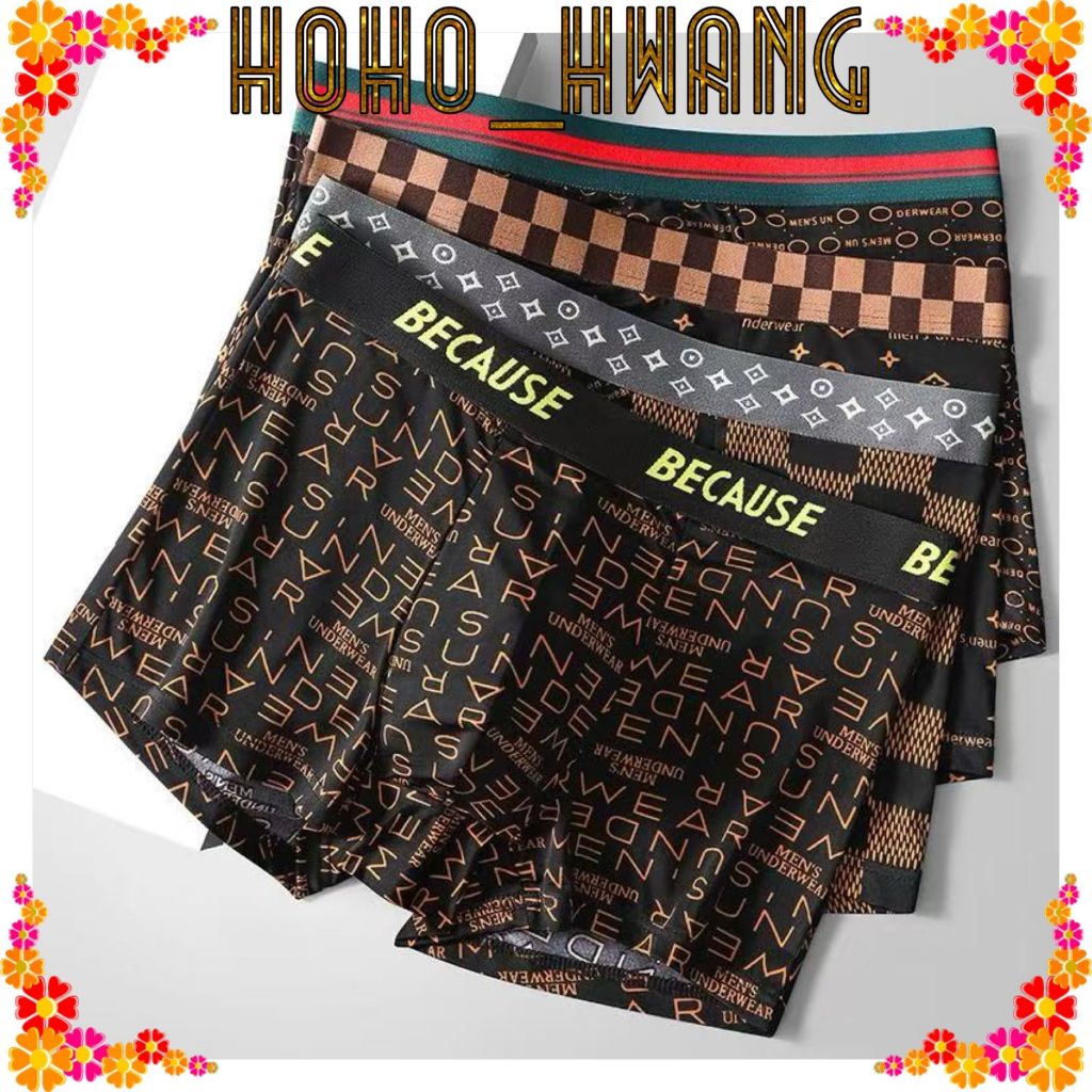 HOHO_HWANG (C-214) Boxer Pria Celana Dalam Pria bahan katun Pinggang Karet