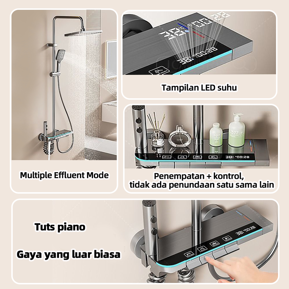 Shower Kamar Mandi Satu Set + Keran Shower + Set Shower Bathtub Stainless Steel - Set Batang Shower 