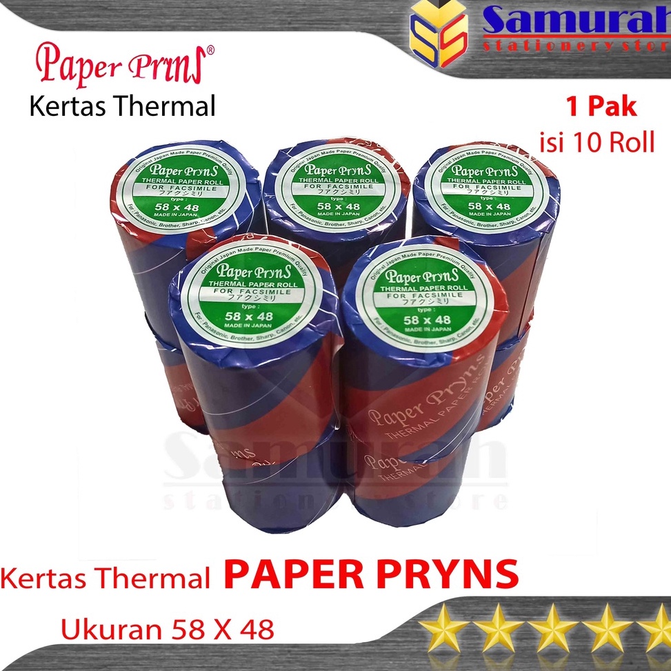 

Terlaku Kertas Thermal PaperPryns 58 x 48 mm Struk Kasir Roll 58x48 Paper Prins Kertas Rol Print Mobile Printer 5848 Mini Printer Termal 5848 T59