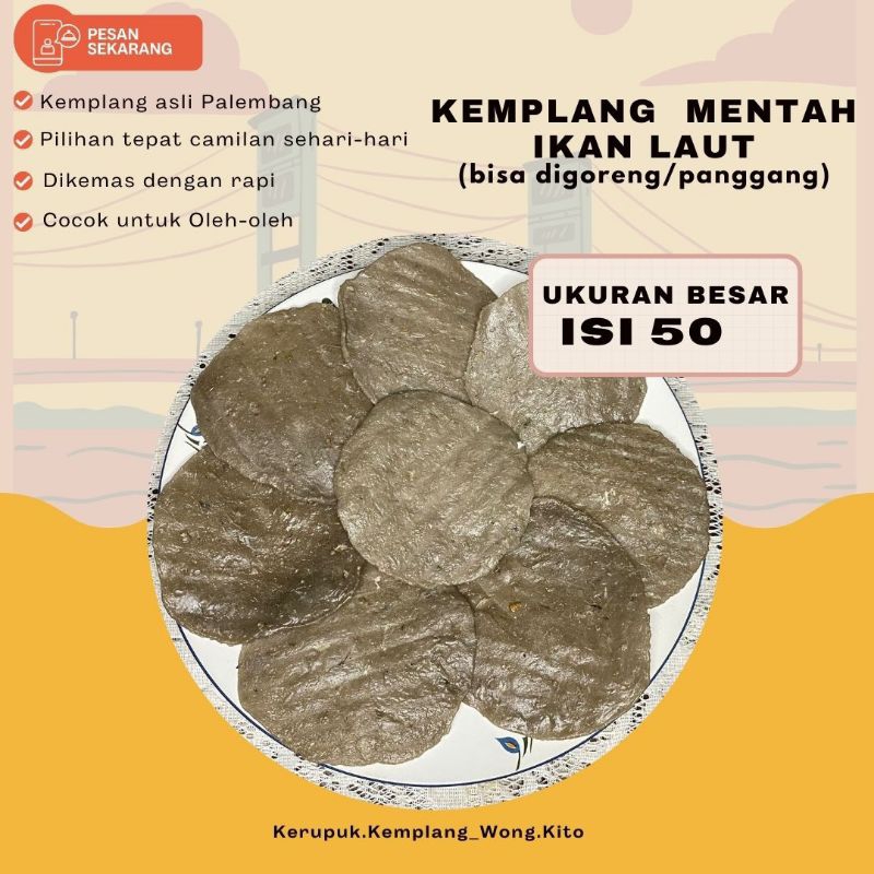 

Kerupuk Kemplang Mentah Ikan laut Ukuran Besar 50pcs Asli Palembang