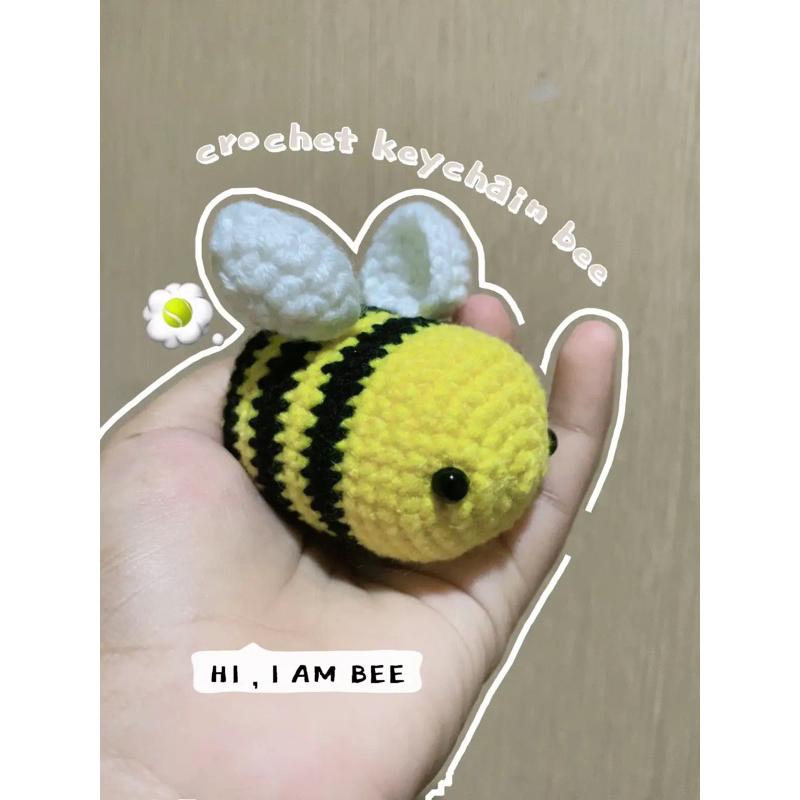 crochet keychain bee | lebah | amigurumi |
