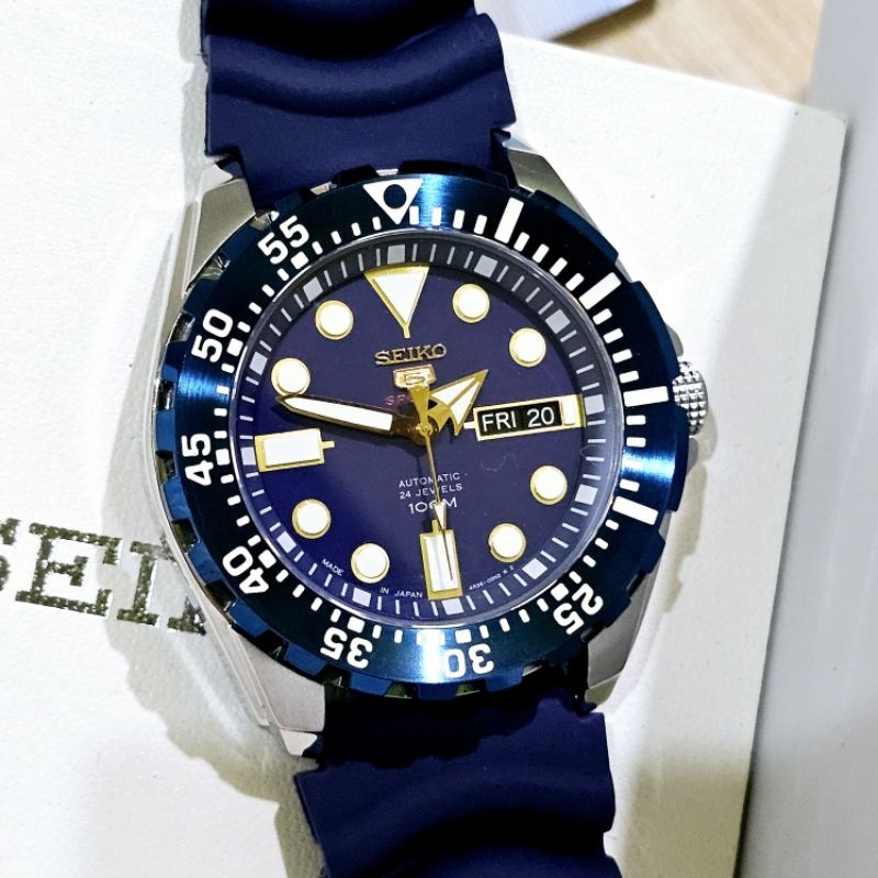 Seiko 5 Sports Blue Original Strap Rubber, Jam Tangan Pria Automatic
