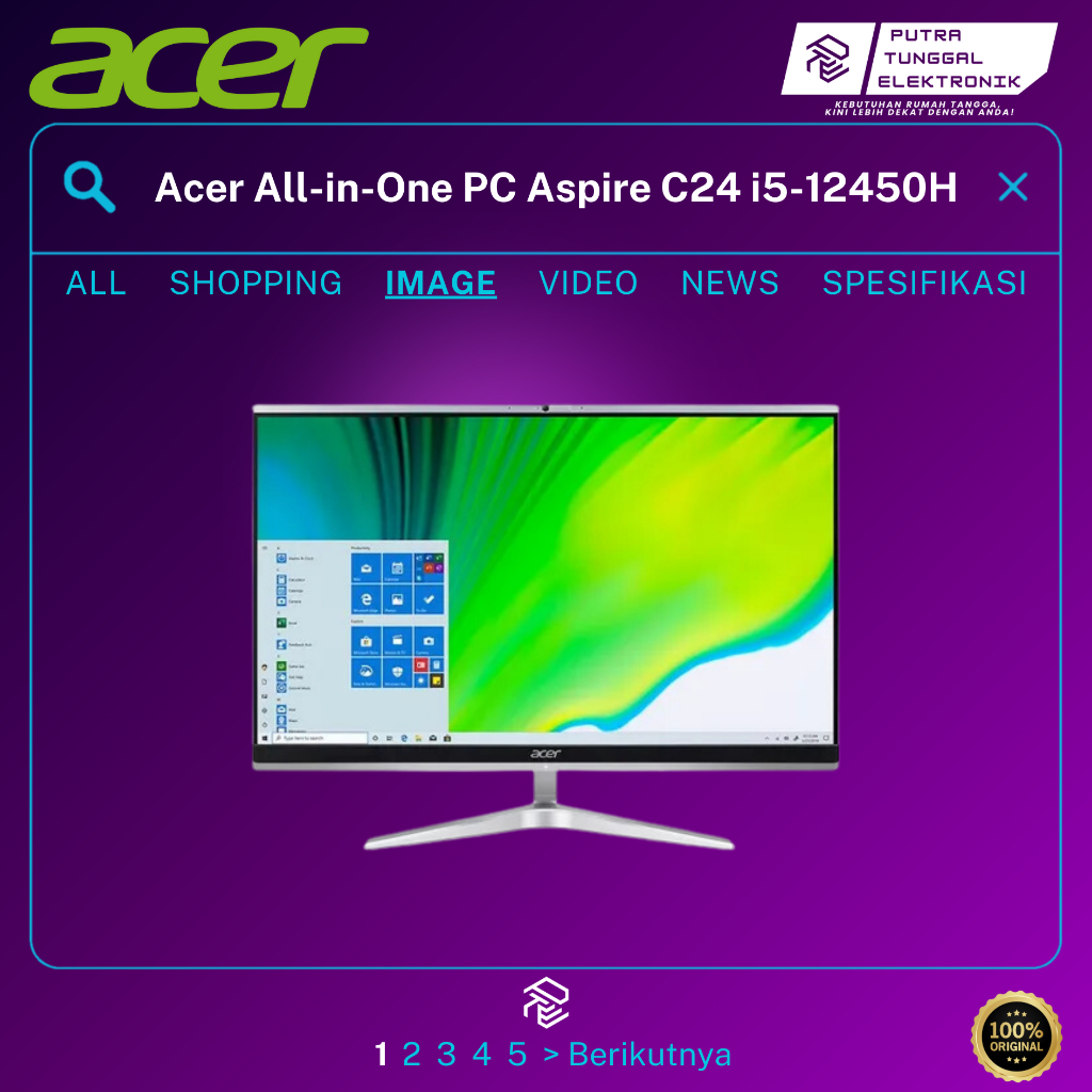 Acer All-in-One PC Aspire C24 (Intel Core i5-12450H, 8GB RAM, 512GB SSD) PRODUK 100% ORIGINAL ACER