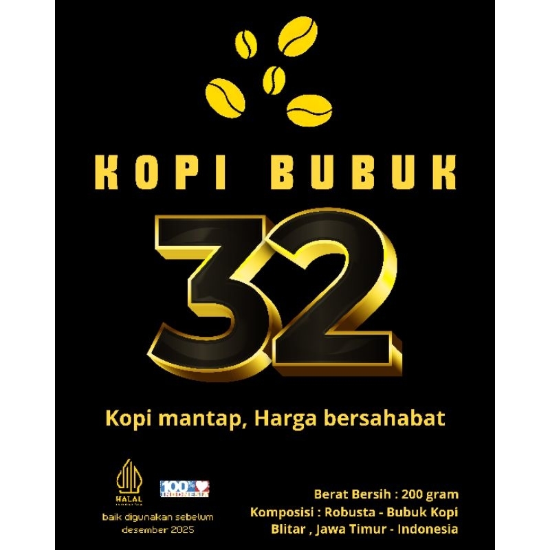 

KOPI BUBUK 32 (10 KG = 50 PACK) @200 gram - Robusta Campuran