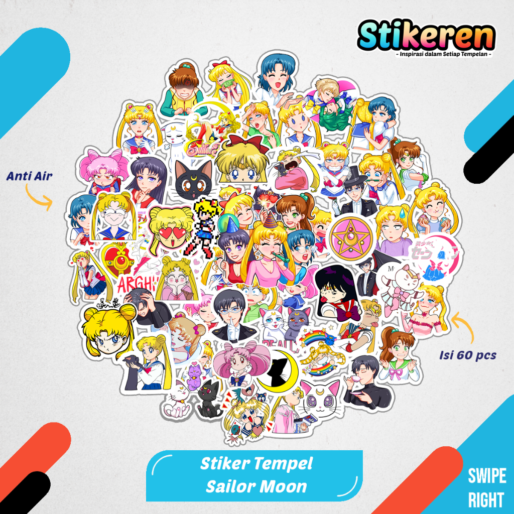 

Stiker Anime Sailor Moon Paper Vinyl Dekorasi Laptop Koper Tumbler Kulkas DIY