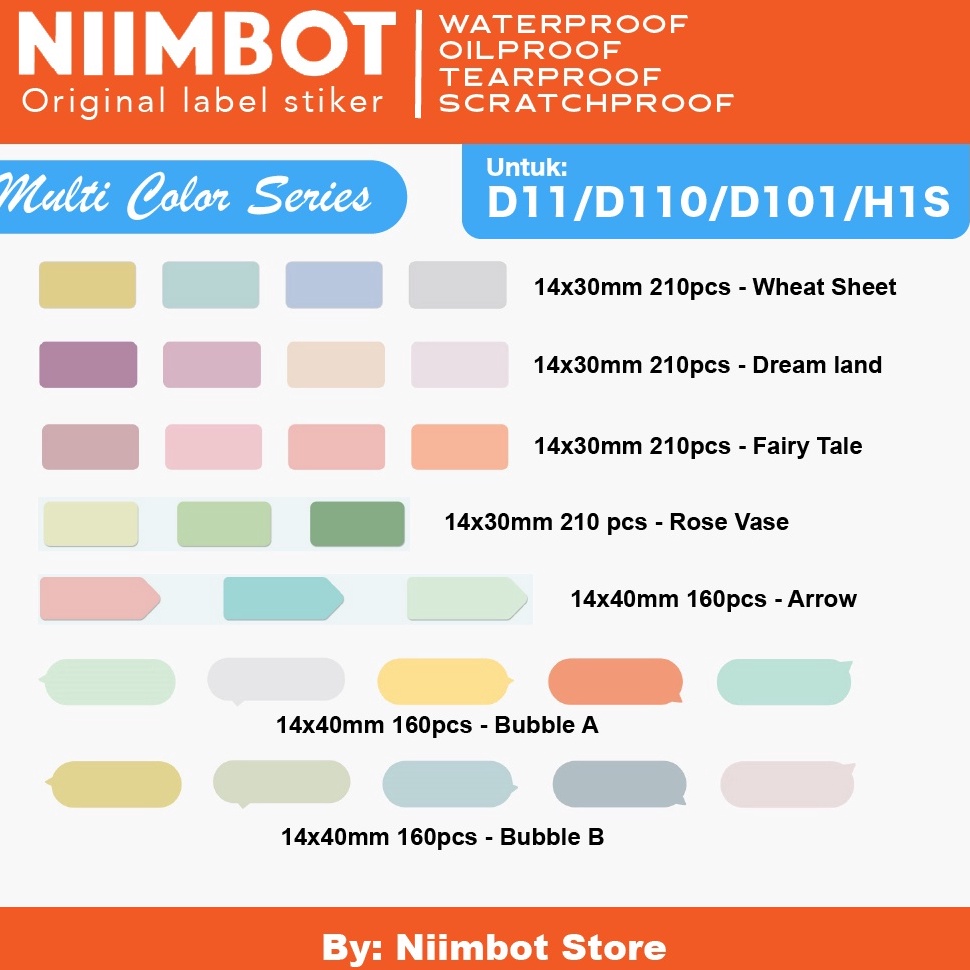 

Diskon Promo Colored Thermal Label Printer Sticker Niimbot D11 D11 D11 H1S Refill Label Niimbot M38