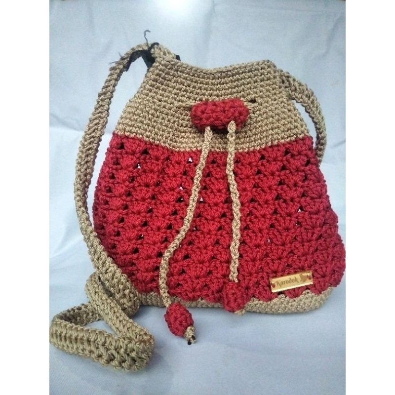 tas rajut serut motif kipas/tas rajut/tas kekinian/tas terbaru/tas wanita/tas terbanyak dicari/tas m