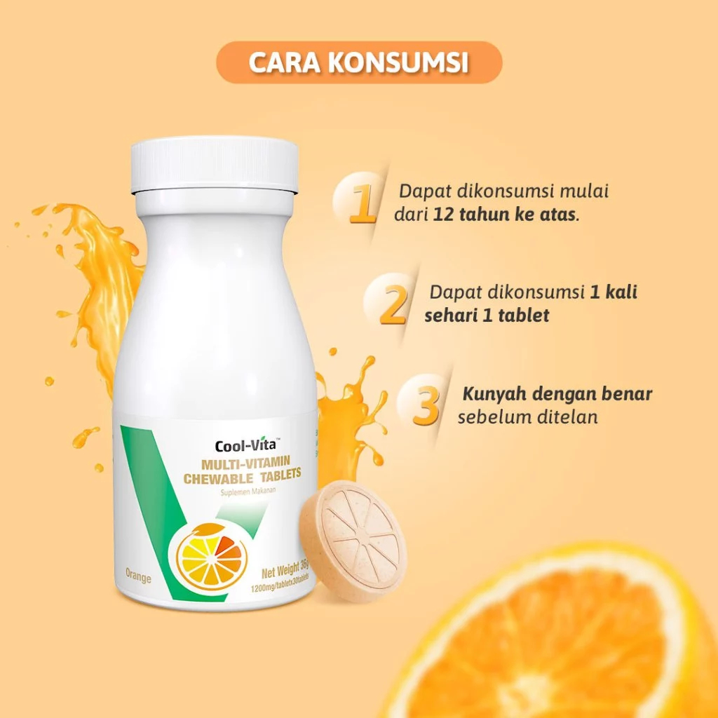 

Coolvita MultiVitamin Tablet Rasa Orange Suplemen Makanan 1 Botol