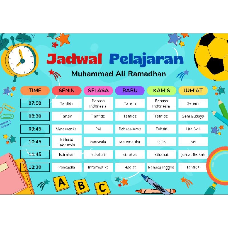 

Desain Jadwal Pelajaran Sekolah Anak