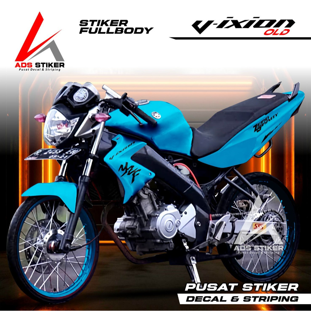 Decal Vixion Old Fullbody Polos - Stiker Variasi Vixion Lama Motip Polos Kanji Bisa COD
