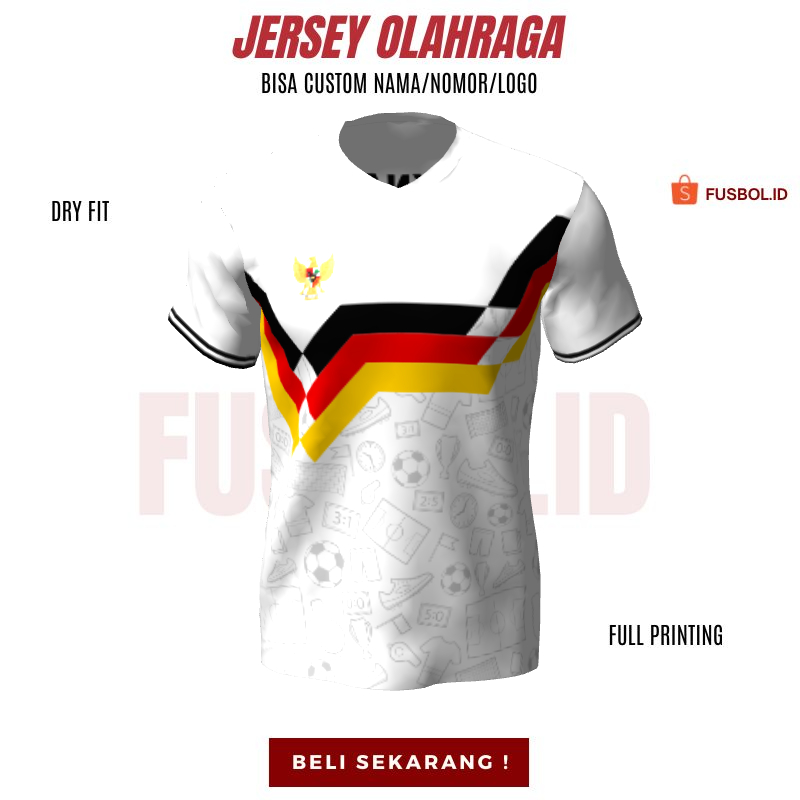 Jersey Futsal Putih Motif Geometris 524 - Kaos Jersey Custom Olahraga