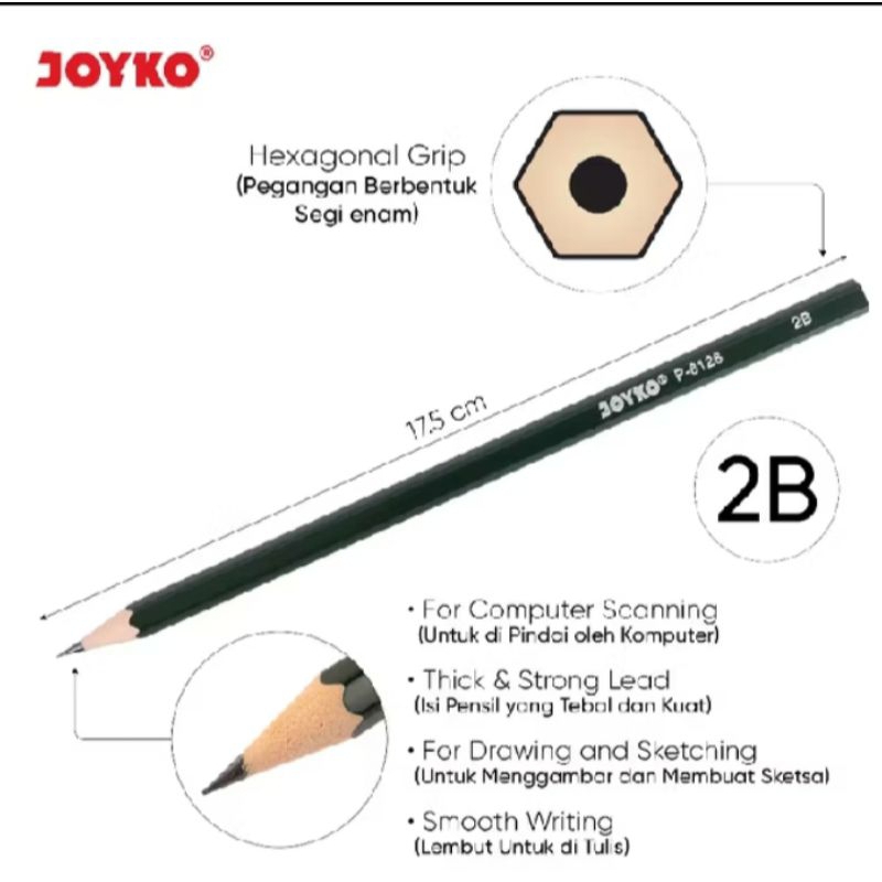 

Pensil pencil Joyko P- 8126 2B 1 Box 12 Pcs