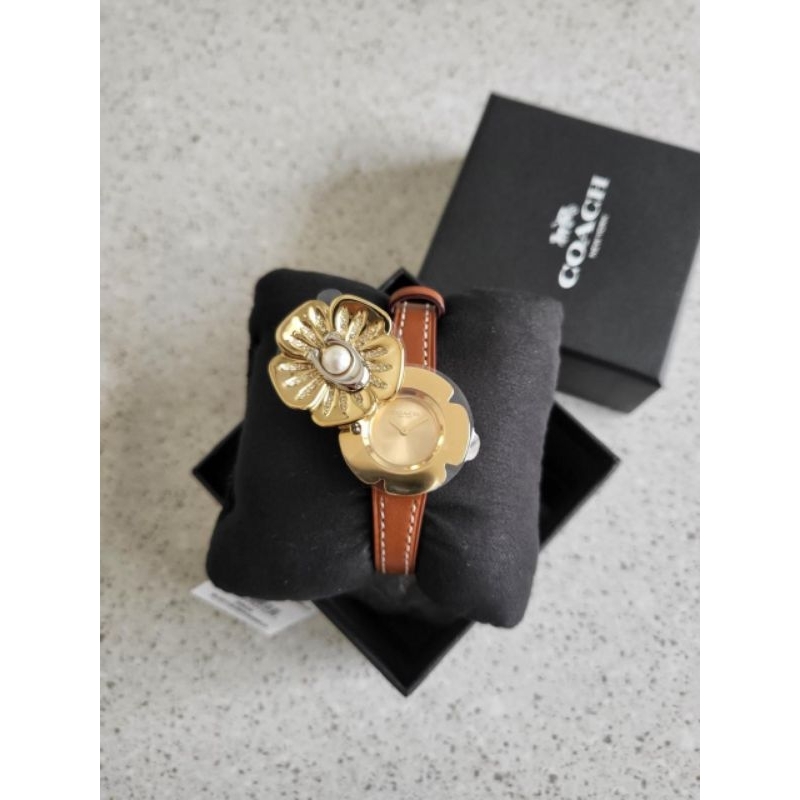 Jam Tangan Wanita Coach 14504149 Ceramic Watch - Stainless Steel Case, Kulit Cokelat, Diameter 29mm