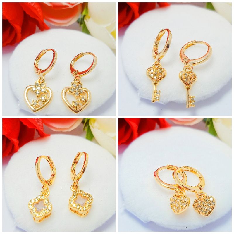 Anting Titanium lapis emas/aksesoris perhiasan wanita