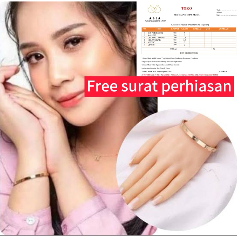 gelang emas murni 1,2gram gelang nagita lapis emas 24 karat ada surat