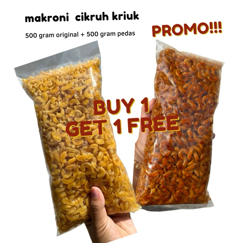 

[BUY1 GET1] 500 gram makroni cikruh pedas + gratis makroni original