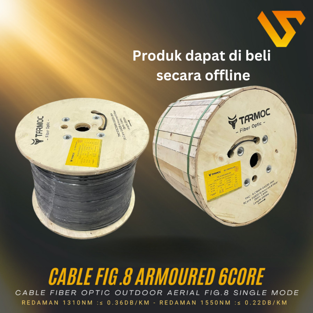 Tarmoc Fiber Optic Cable Fig 8 Armoured 6 Core 2000m | Kabel Fiber Optik Fig8 armored Indoor Outdoor
