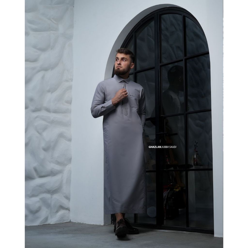 SAMASE Ghazalan Jubah Saudi U078 Jubba Casual Hoodie Baju Gamis Pria Muslim Lengan Panjang Terbaru O