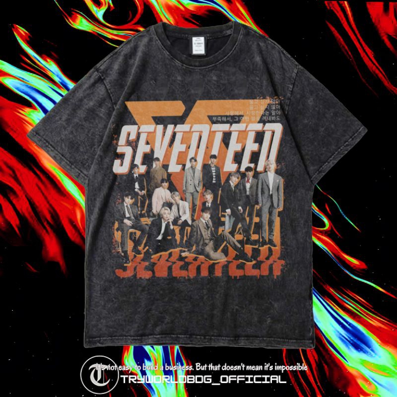TRYWORLDBDG OFFICIAL "SEVENTEEN" KAOS OVERSIZED | KAOS WASHED | STONE WASH | OVERSIZED T SHIRT | KAO