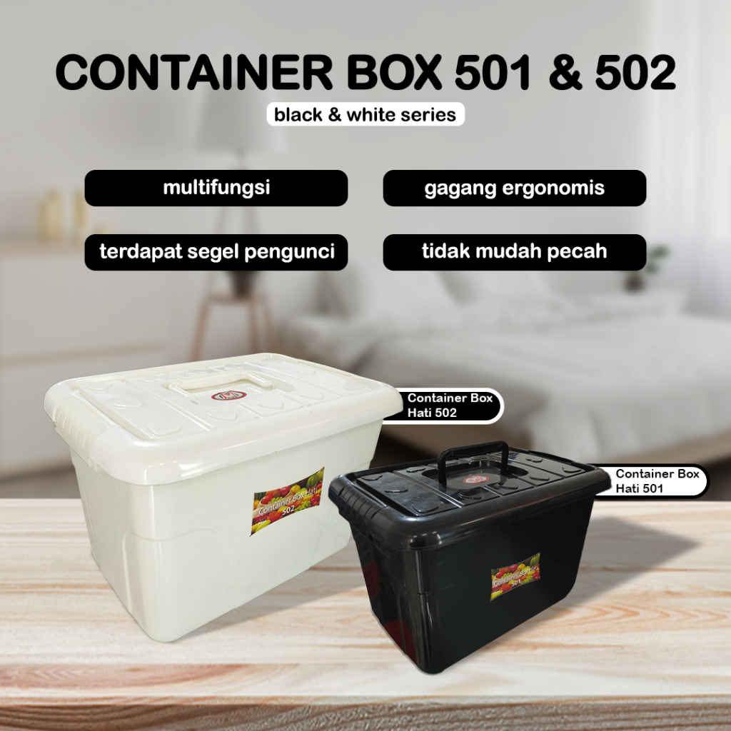 MPW Container Box Mini Hitam Putih / Storage Box / Kontainer Box Plastik Serbaguna