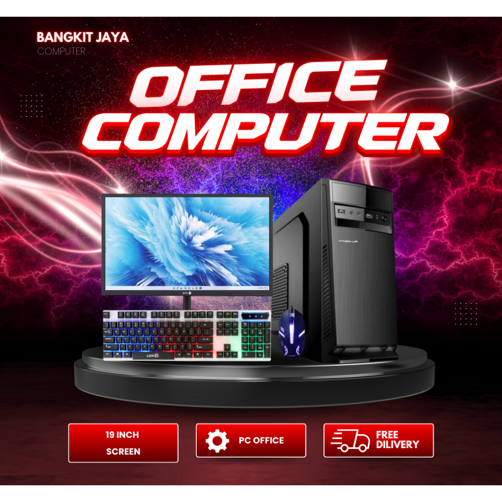 PC Rakitan Fullset Office Core i5 Ram 8gb SSD HDD Monitor 19 Inch