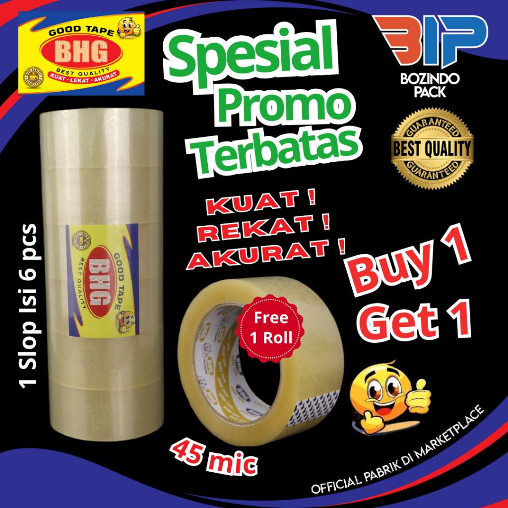 

Lakban BHG Good Tape OPP 45mm 1 Slop Lakban Bening Clear Yellow Kuning 45 Mic