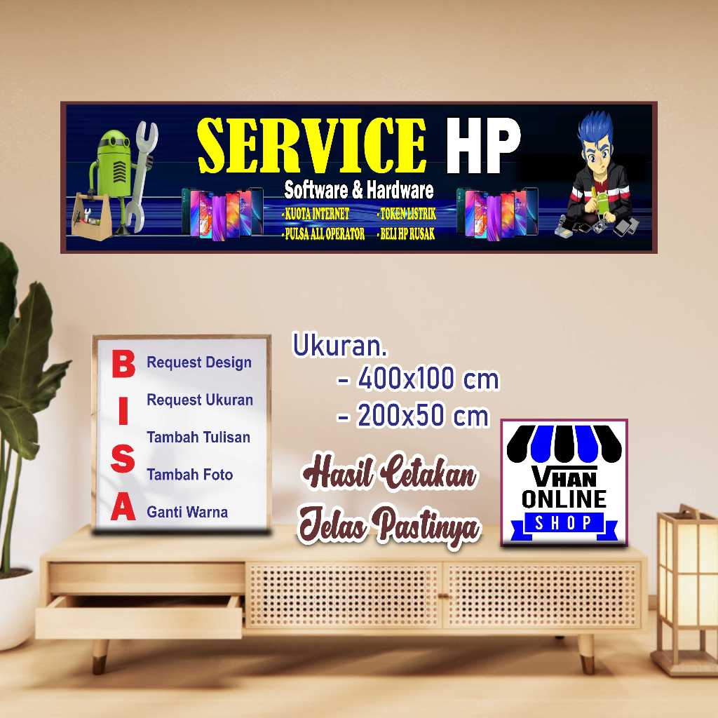 Cetak Banner Spanduk Besar Konter Service Hp Keren