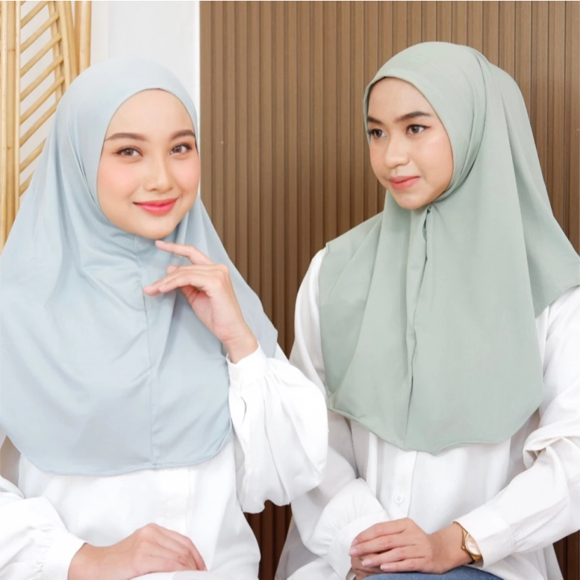 bergo jersey hijab sport tanpa pet menutup dada