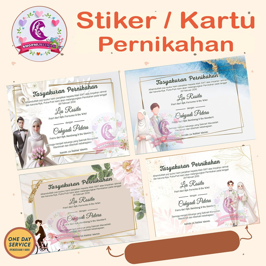 

KARTU TASYAKURAN PERNIKAHAN STIKER NIKAHAN WEDDING CARD COCOK UNTUK BESEK DLL