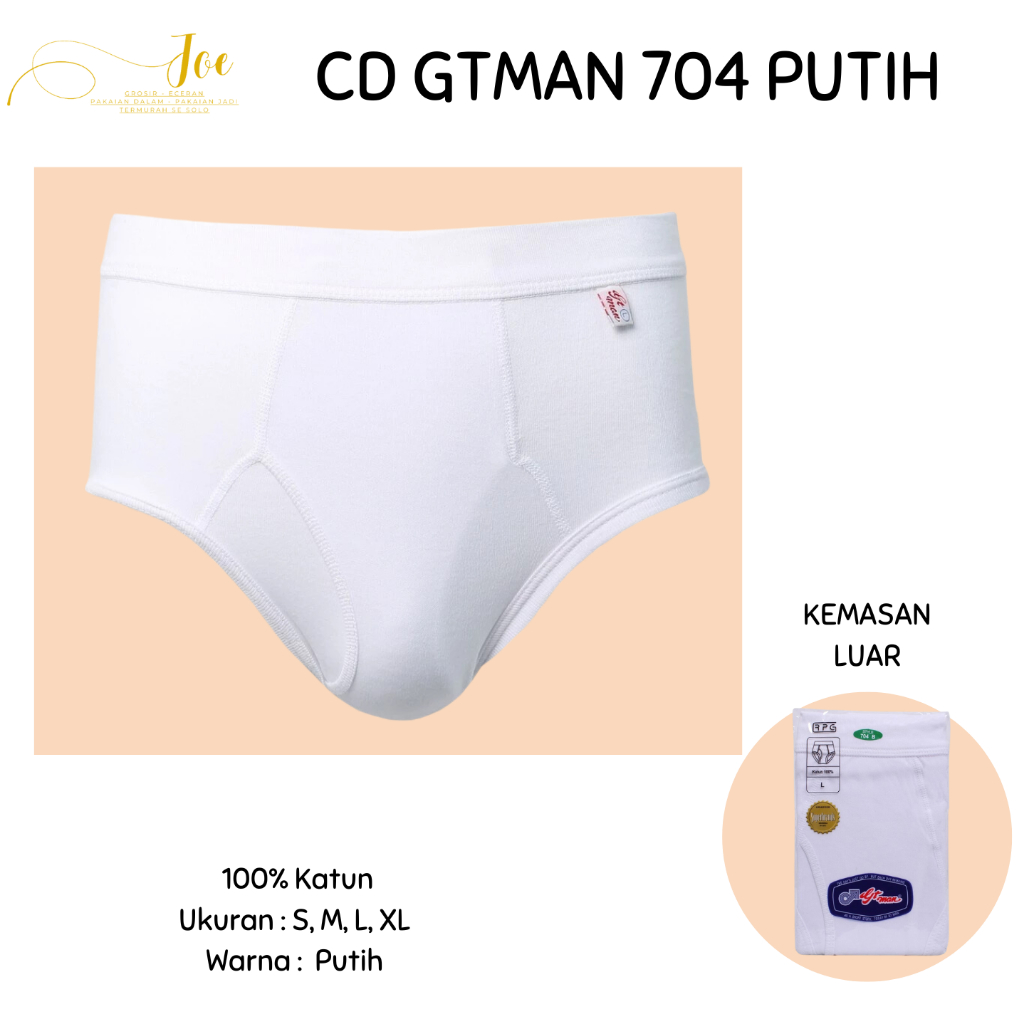 CD Pria GT MAN 704 Putih Anti Selip Pria ukuran S-XL / Celana Dalam Cowok