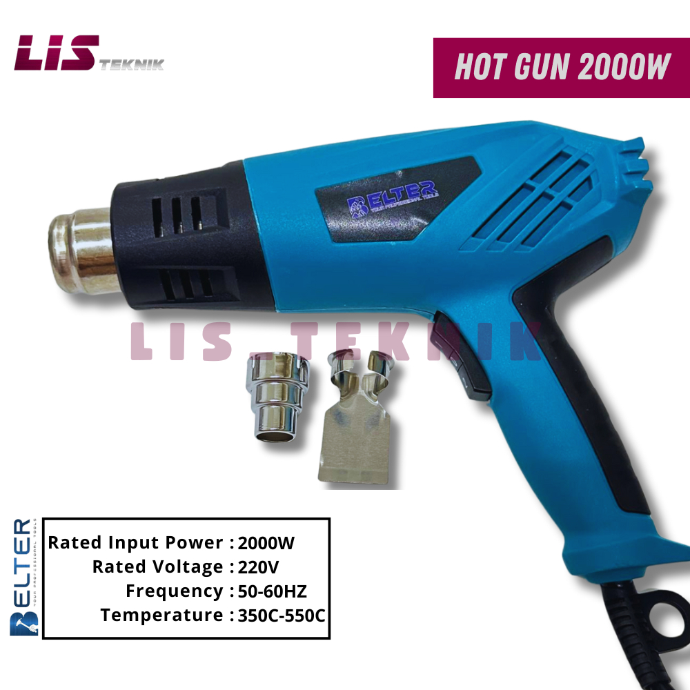 BELTER Hot Gun Air 2000W Heat Gun 220V Mesin Pemanas Plastik Sticker