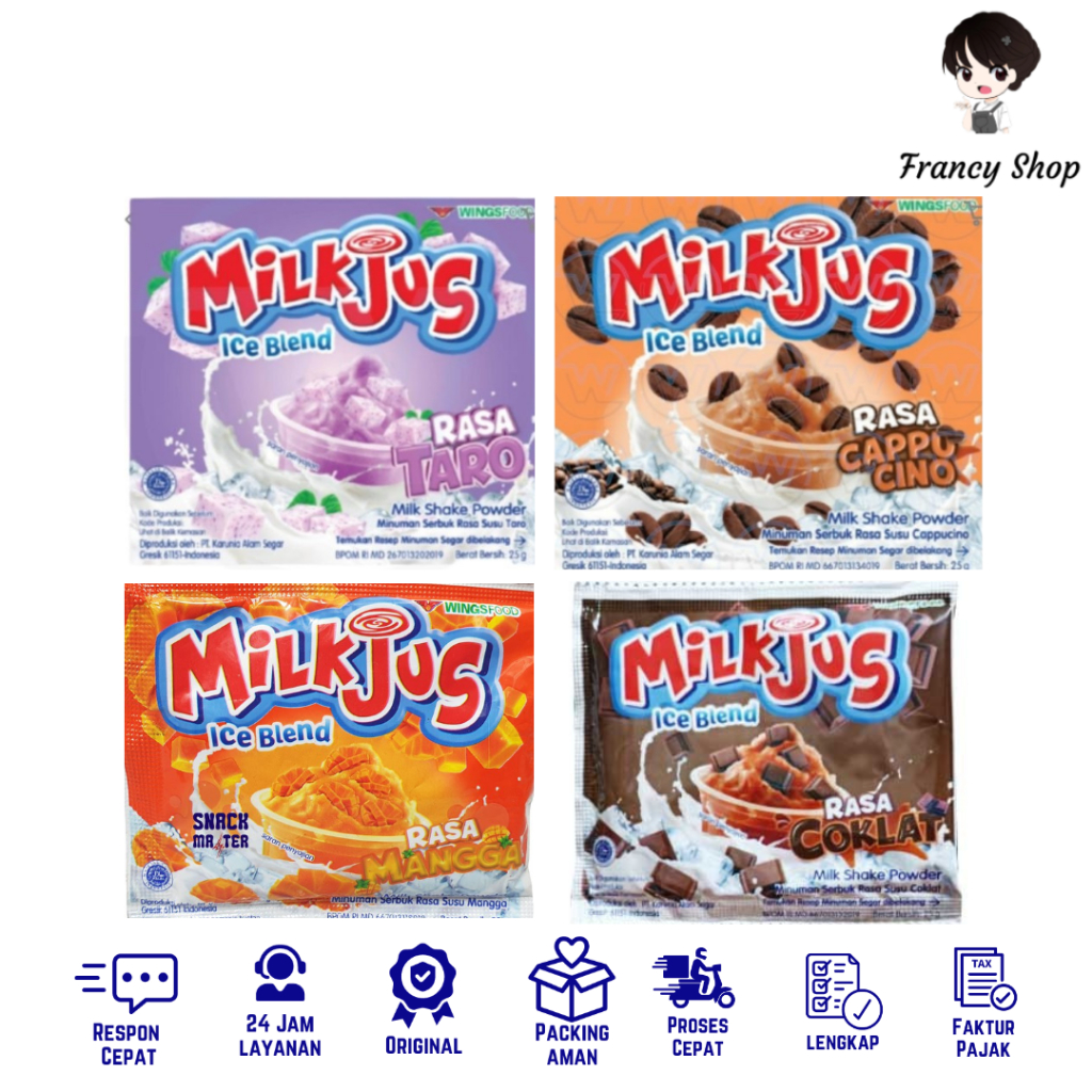 

Milkjus Ice Blend Rasa Taro / Cappucino / Mango / Coklat 25 gr