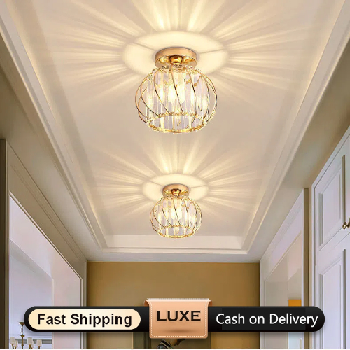 COD Lampu Kristal Plafon Rumah Lampu Ceiling Kristal Kotak Modern Crystal Round Ceiling Lamp Lampu P
