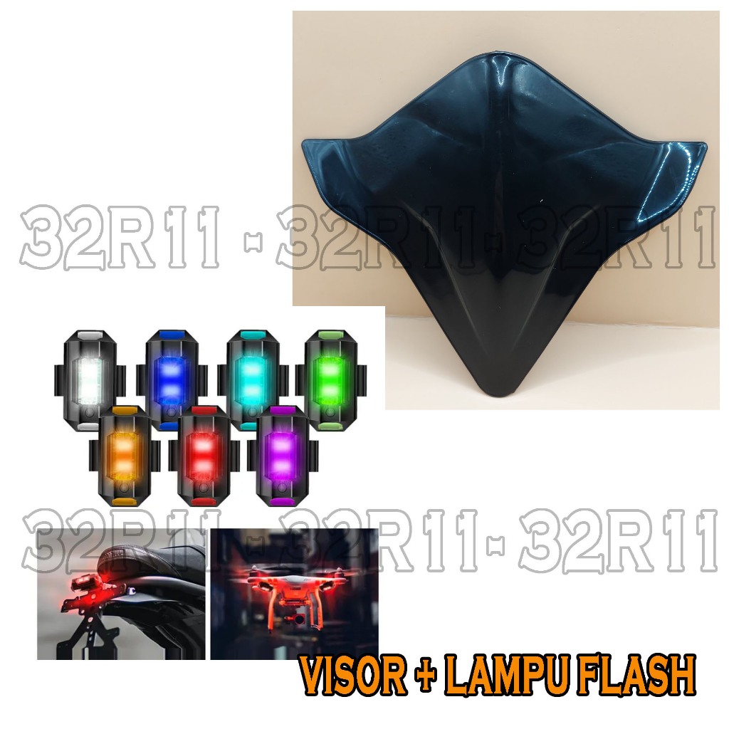SEPEDA BMX - VISOR BMX + LAMPU LED FLASH MULTI WARNA