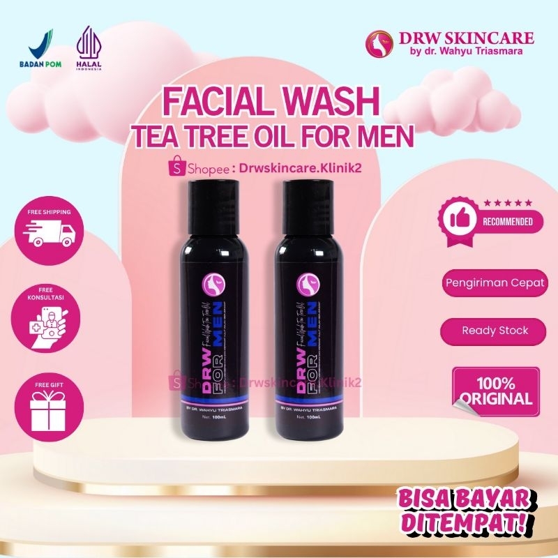 Facial Wash Tea Tree Oil Drw For Men / Untuk Wajah Jerawat