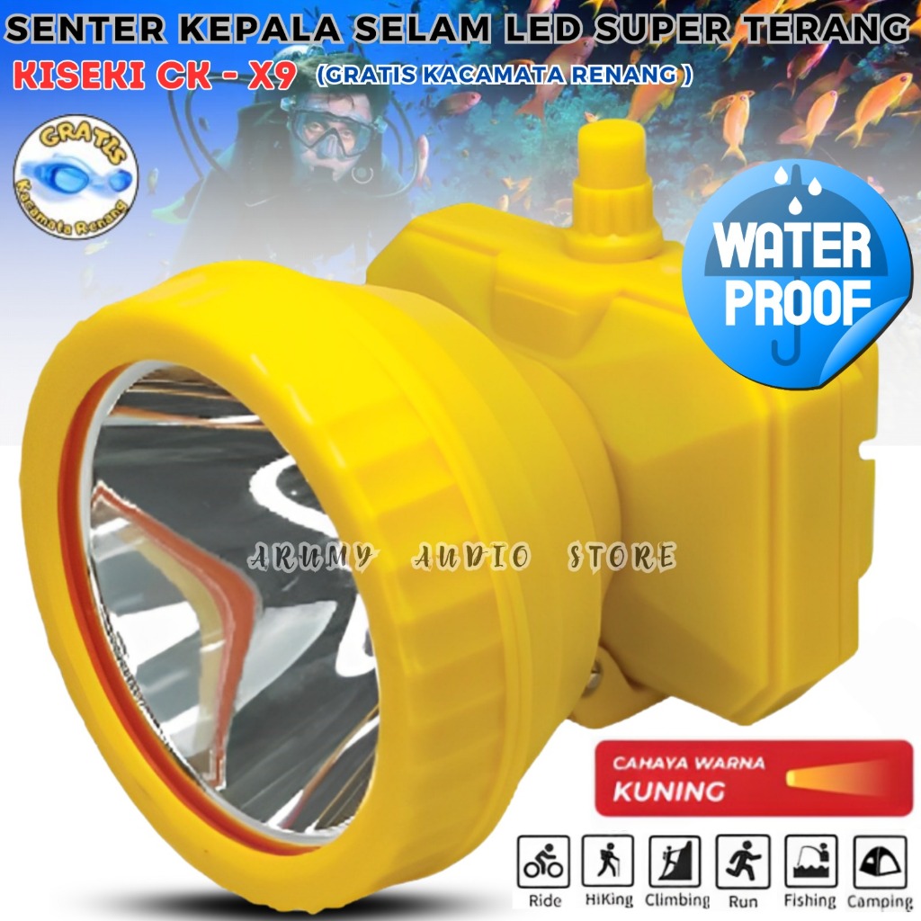 Senter Kepala Selam Led Kiseki Ck X9 150 Watt Headlamp Led | Kiseki Senter Kepala Ck-X9 150w Headlam