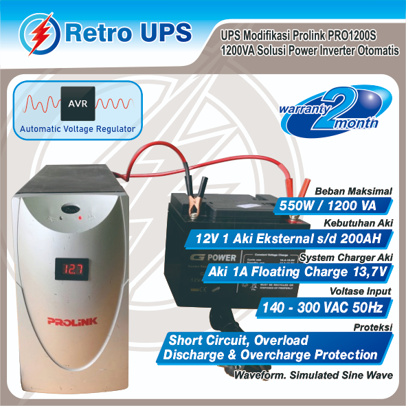 UPS Modif Prolink 1200VA 600Watt 12V Solusi Power Inverter Otomatis