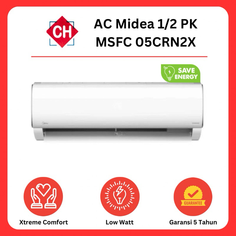 AC Midea 1/2 PK MSFC 05CRN2X AC Low Watt AC Hemat Energi