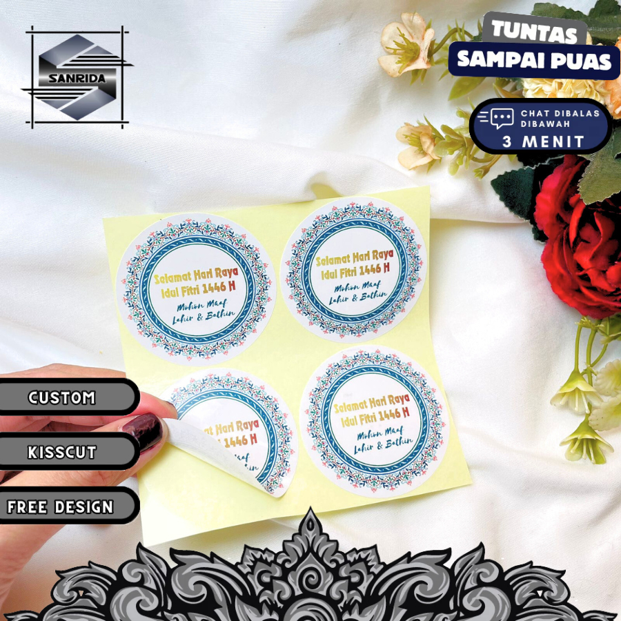 

2-4 Sticker Label Idul Fitri Bulat Custom Stiker Lebaran Ramadhan Free Desain Sanrida Murah Bandung