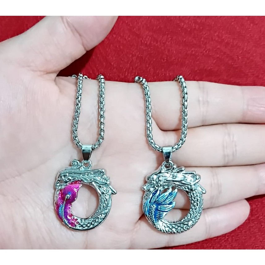 Kalung Liontin Desain Naga Dan Phoenix Gravity Untuk Pria Wanita