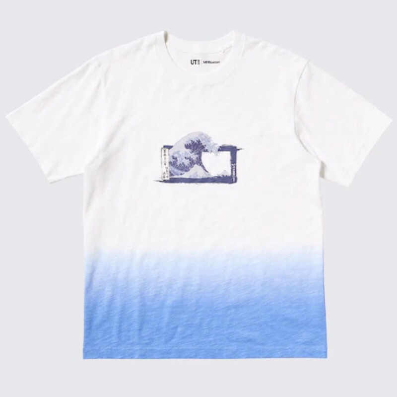 UNIQLO Men UT T-Shirt Kaos Grafis Pria Ukiyo-E Lengan Pendek Off White