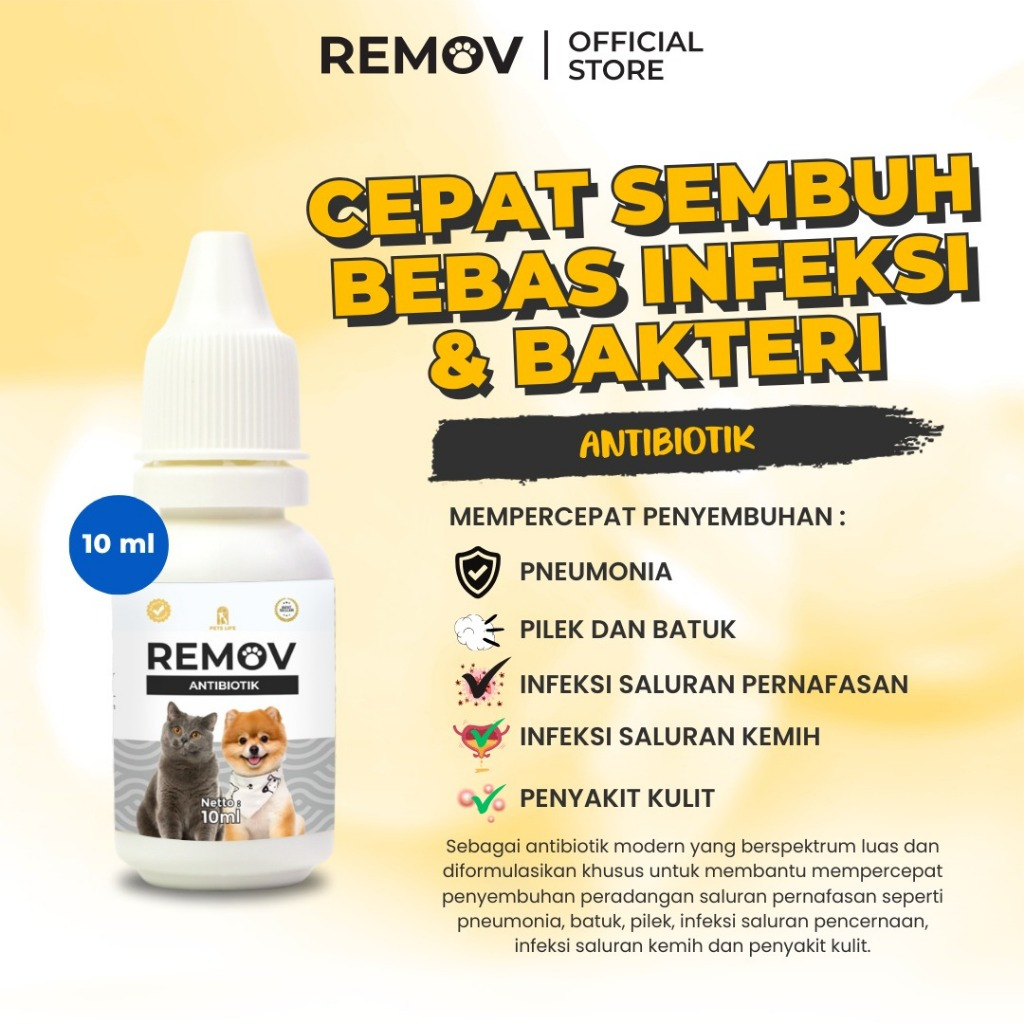 Remov Obat Antibiotik untuk Kucing & Anjing 10 ml antibiotik kucing antibiotik anjing anti biotik ku