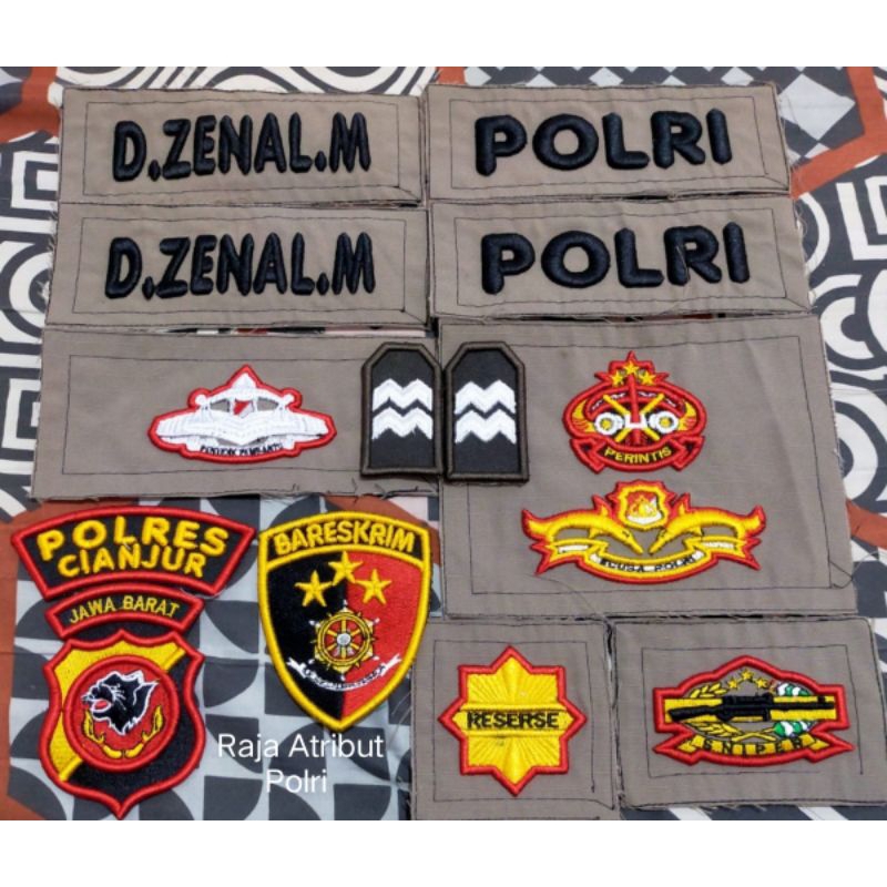 Logo Atribut Polri Bordir Komputer 1set Reserse Timbul 3D